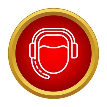 Call center operator wearing headset support icon Stock Illustration