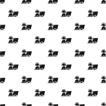 Call center operator working seamless pattern background Stock Illustration