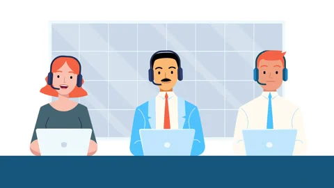 Call center operators character. lip syncing, mouth animation. customer suppor Stock Footage 160466938