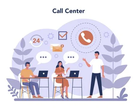 Call center or technical support concept. Idea of customer service. Illustrazione stock