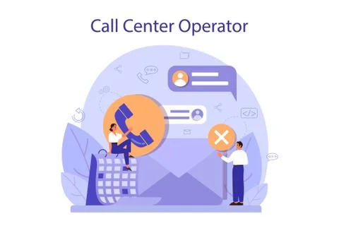 Call center or technical support concept. Idea of customer service Illustrazione stock