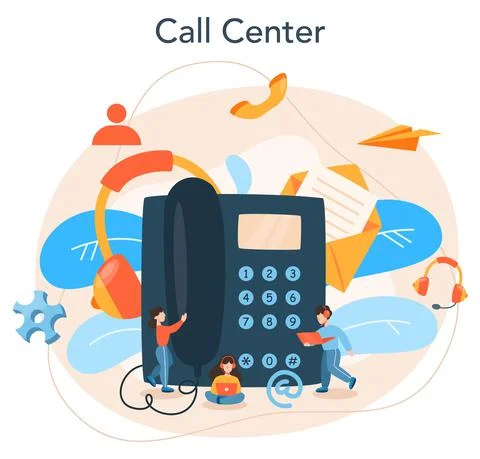 Call center or technical support concept. Idea of customer service Illustrazione stock