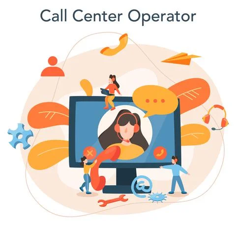 Call center or technical support concept. Idea of customer service Illustrazione stock