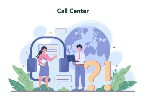 Call center or technical support concept. Idea of customer service. Illustrazione stock