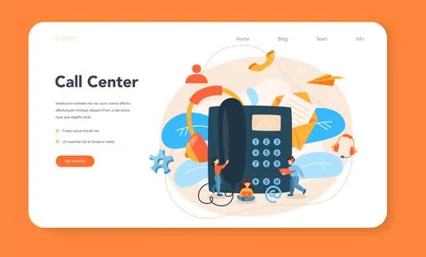 Call center or technical support web banner or landing page. イラスト素材