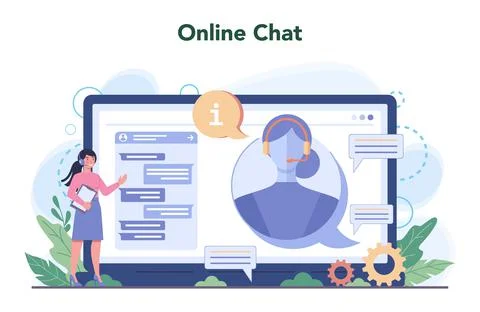 Call center or technical support online service or platform Illustrazione stock