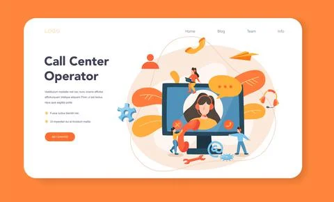 Call center or technical support web banner or landing page. Stock Illustration