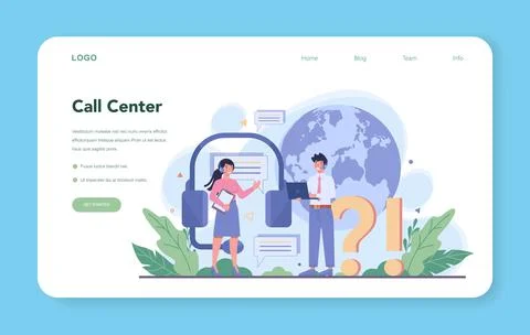 Call center or technical support web banner or landing page Stock Illustration