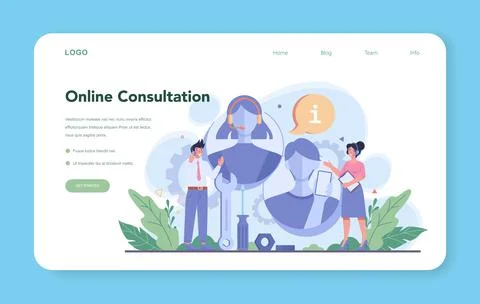 Call center or technical support web banner or landing page Illustrazione stock