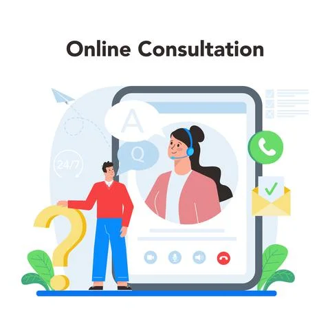 Call center or technical support online service or platform Stock Illustration