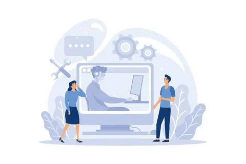 Call center or technical support concept. Idea of customer service. Support.. Illustrazione stock