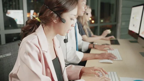 Call center to provide customer service 24 hours a day Video stock 254806005