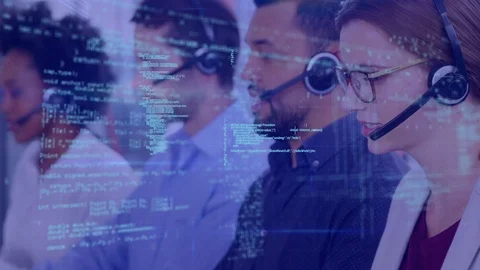 Call center representatives and program codes Stock Footage 107708493