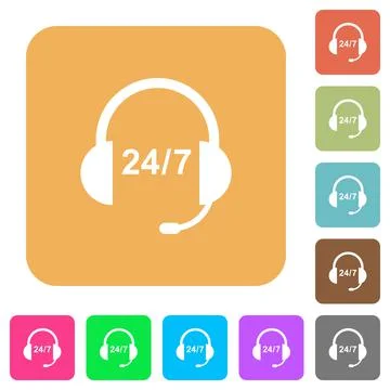 Call center rounded square flat icons Stock Illustration