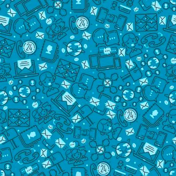 Call center seamless pattern vector people operator in headset man woman Stock Illustration