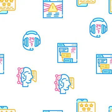 Call Center Service Vector Seamless Pattern Stock Illustration