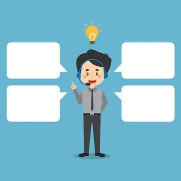 Call Center Shows Get Idea with Bubble Text Stock Illustration