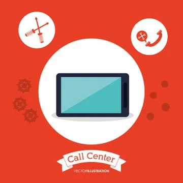 Call center smartphone technology tools Stock Illustration
