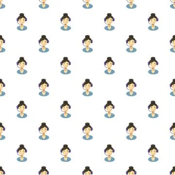 Call center smiling operator with headset pattern Stock Illustration