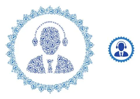 Call Center Stamp Recursive Collage of Self Items 스톡 일러스트