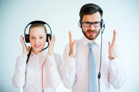 Call center stress Stock Photos