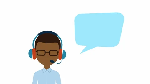 Call Center Support Agent Flat Animation Stock Footage 335220628