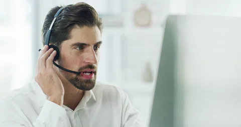 Call center support agent working, consulting and helping with online IT tech Stock Footage 203999707