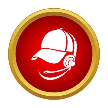 Call center support operator wearing headset icon Stock Illustration