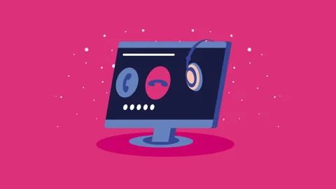 Call center support service in desktop Stock Footage 194427751