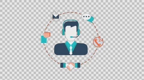 Call Center Telephone Support Animation Transparent Vector Motion Graphics Loop Stock Footage 59393440