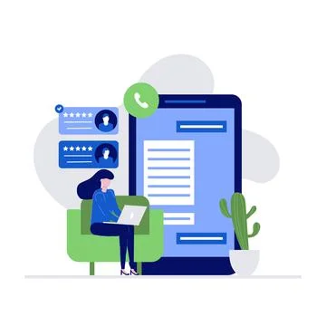 Call center vector illustration concept with characters. Modern flat style fo Stock Illustration