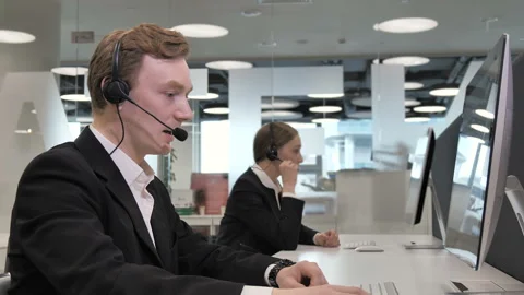 Call center work with a difficult client Stock-Footage 108438162