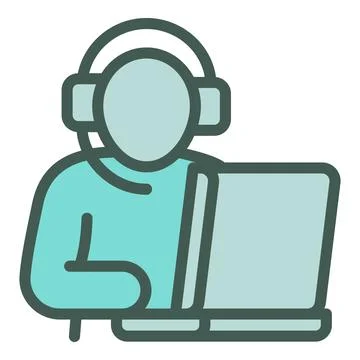 Call center work icon outline vector. Job service Ilustração Stock