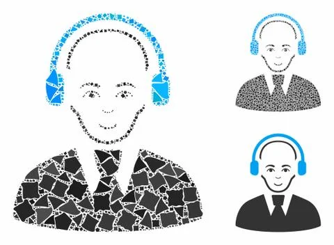 Call center worker Composition Icon of Ragged Elements 스톡 일러스트