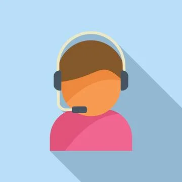 Call center worker icon flat vector. Online chat support Stock Illustration
