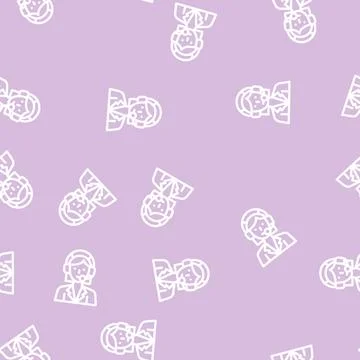 Call center worker line vector seamless pattern Illustrazione stock