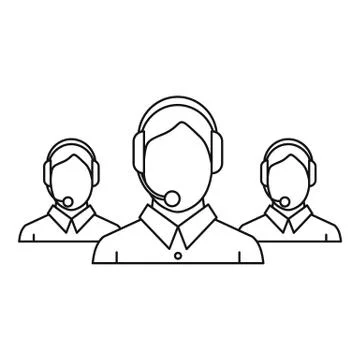 Call center workers icon, outline style 스톡 일러스트
