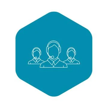 Call center workers icon, outline style 스톡 일러스트