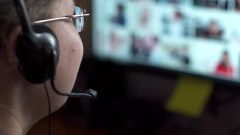 Call Centre Agent Talking with a Client Stock Footage 114753567