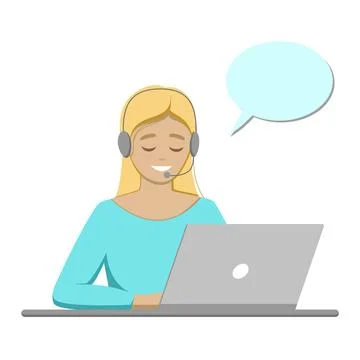 Call centre operator in blue clothes Stock Illustration