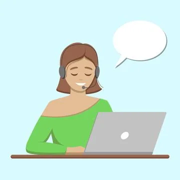 Call centre operator working at table Stock Illustration