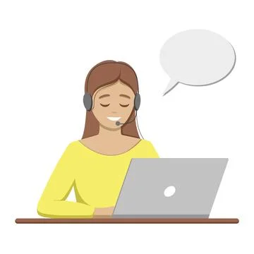 Call centre operator in yellow clothes Stock Illustration