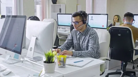 Call Centre Operators Calling Clients Stock Footage 76640189