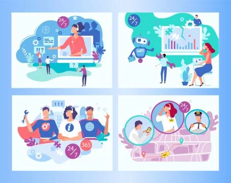 Call communication technical concept on online person hand drawn vector Stock Illustration