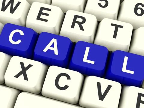 Call computer keys in blue for helpdesk or assistance Stock Illustration
