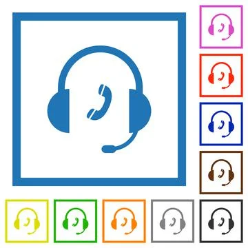 Call customer service flat framed icons Stock Illustration