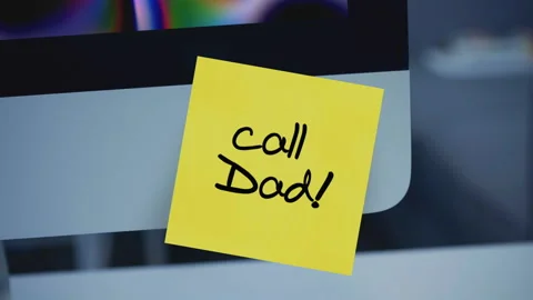 Call dad. Sticky notes. Video call. Communication with parents during quarantine Stock Footage 130278951