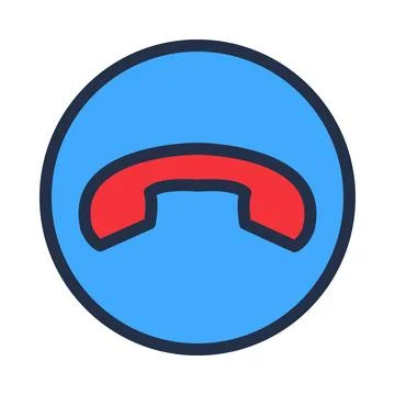Call end button flat illustration representing phone hangup rejected Stock Illustration