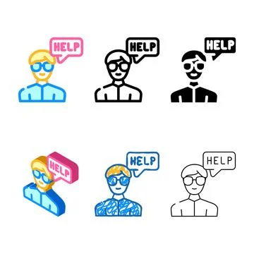 Call for help color icon vector variations Stock Illustration