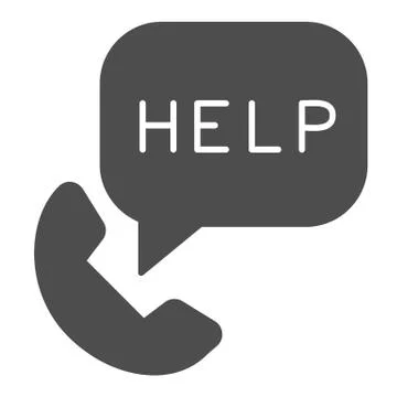 Call for help solid icon. Emergency calling through phone glyph style pictogram 스톡 일러스트